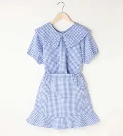 新品Lovetoxicラブトキギンガムブラウスセットアップ140チェック襟レース