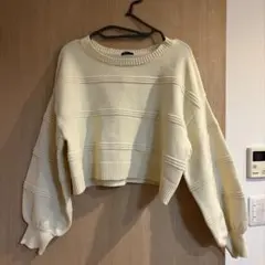 SUREVE パフスリーブセーター ショート丈 アイボリー M