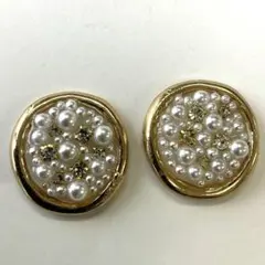 6211 ラインストーンとパールのつぶつぶピアス