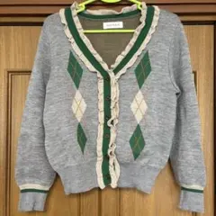 Frill trimming argyle cardiganのサムネイル
