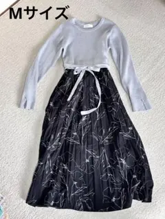 【美品/匿名配送】index フラワープリーツワンピース/ラメニット Mサイズ