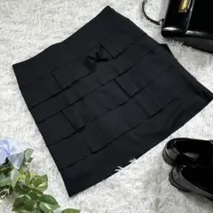 ティアードスカート　『36』　ミニスカ　大人　毛100%　日本製　シック　個性的