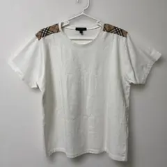 【M】バーバリー Tシャツ 半袖 ホワイト 白 肩ノバチェックのサムネイル