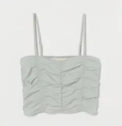 H&M クロップド ドレープ キャミソール くすみグリーン きれいめ 32