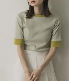 SENCE OF PLACE クルーネックリンガーボーダーTシャツ(5分袖)