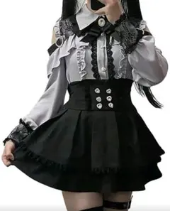 オープンショルダー ワンピース ハートバックル リボン レース フリルスカート