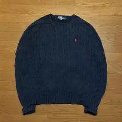 90s Polo by Ralph Lauren ネイビー ケーブルニット XL