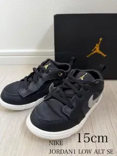 NIKE JORDAN1 スニーカー キッズ 15cm 黒 シルバー ジョーダン