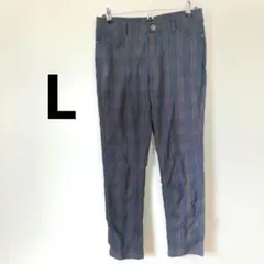 【L】　チェック　カジュアルパンツ　ストレッチ