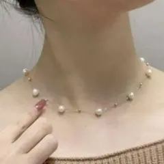 ネックレス パール ステーションネックレス サージカルステンレス ゴールド