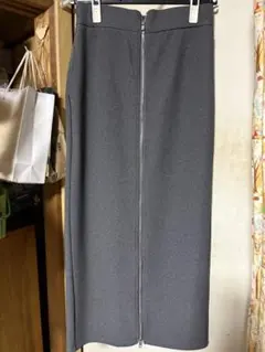 GU ジーユー フロントジップ　ナローロングスカート グレー Mサイズ