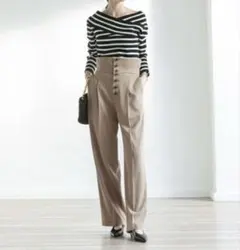 新品　スピックアンドスパン　ノーブル　フロントオープンスラックスパンツ