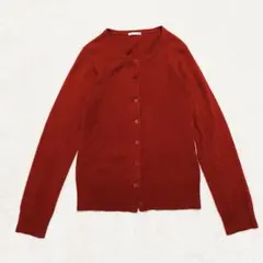 ニットカーディガン　羽織り　M 赤　シンプル　春差し色　着回し力抜群　万能