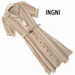 【新品】INGNI 開襟Wボタンマルチストライプワンピース M オレンジ