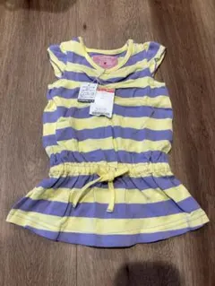 紫と黄色のストライプ ワンピース 80cm 女の子 BREEZE