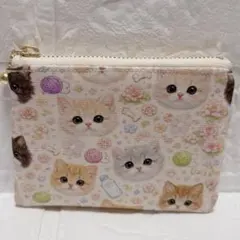 ハンドメイドポーチ ねこ ネコ 猫 食パン ふっくらポーチ ハンドメイド