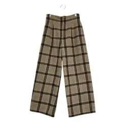 T546 SALOON バビロン　ワイドパンツ　チェック柄　ウエストゴム　３８