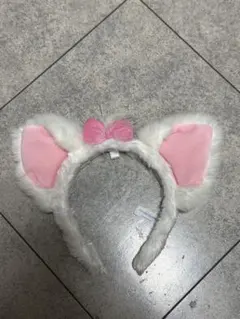 ディズニー マリーちゃん フェイクファー ホワイト・ピンクカチューシャ