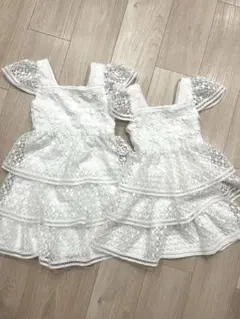 ホワイト レース ワンピース 100、120cm 2着セット