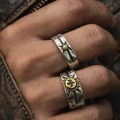 シルバーリング 太陽 メキシカン 指輪 インディアン（細め）
