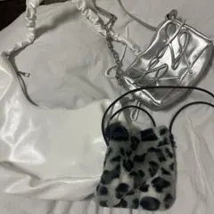ショルダーバッグ　まとめ売り（バラ売り可）ホワイト・シルバー・ヒョウ柄