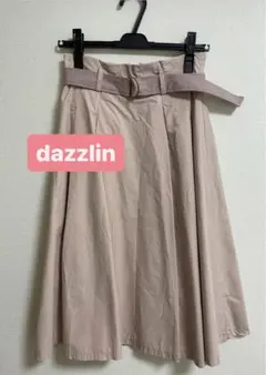 dazzlin膝下フレアスカート　くすみピンク　腰ベルト付き