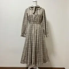 アクシーズファム　ロングワンピース　チェック　プリーツ　長袖　春　大人　可愛い