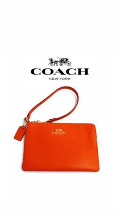 COACH コーチ オレンジ レザー ポーチ レディース 美品