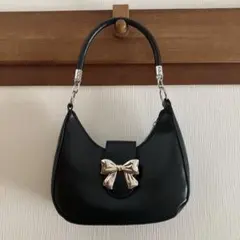 SHEIN リボン付きブラックハンドバッグ バッグ ショルダーバッグ