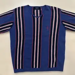 PEARLY GATES ネイビー ストライプ Vネック ニット