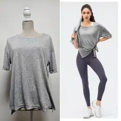 Sサイズ レディース トップス スポーツウェア 半袖 シアーアシンメトリー