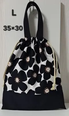 【花L】　裏地あり　着替え袋　上靴入れ