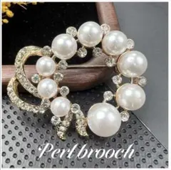 ブローチ　パール　ビジュー　入学　卒業　ピンタイプ　ゴールド　上品
