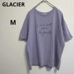 グラシア　半袖Tシャツ パープル カジュアル　Uネック　プリントロゴ　シンプルのサムネイル