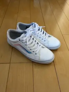 VANS バンズ 白スニーカー 虹色ライン ホログラム 23.5cm レディース