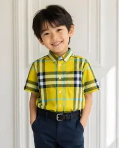 訳あり美品／BURBERRY LONDON／夏用半袖チェックシャツ120cm