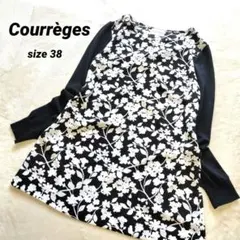 Courrèges　花柄バイカラートップス　チュニック　サマーニット　モノトーンのサムネイル