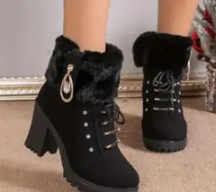 ファー付きブラックムートンブーツ