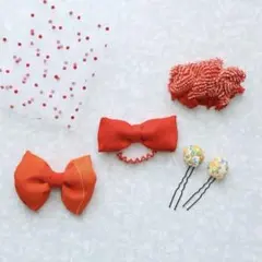 七五三　ヘッドドレス　髪飾り　着物リメイク　ポップ　髪かざりセット　#2511