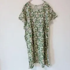 一点限り✨　ワンピース　花柄　半袖　シャツ　フラワー　緑　グリーン　レディース