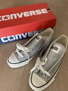 未使用　CONVERSE シルバーラメグリッター ローカット　23.0cm
