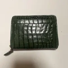 ダークグリーン クロコダイル風コインケース