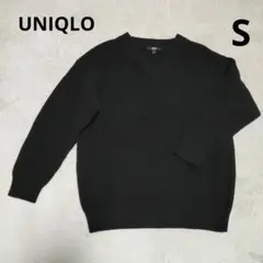 UNIQLO ユニクロ ブラック Vネック ケーブルニットセーター S