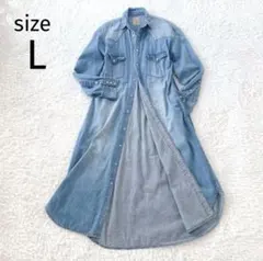 CLOTH＆CROSS ロングデニムシャツ 長袖 デニムワンピ 羽織 サイズL 