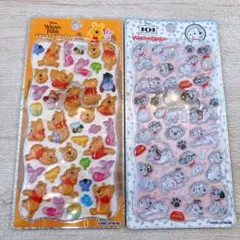 正規品　プチドロップステッカー　ディズニー　２枚セット　プーさん　101匹
