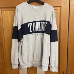 【人気デザイン】TOMMY JEANS スウェット ビッグロゴ L グレー 刺繍