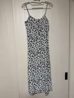 ZARA キャミワンピース 花柄 ホワイト ブラック サイズM