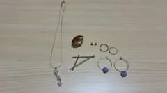 ゴールドアクセサリー7点セット（ネックレス　ピアス　リング　ピン　ポニーフック）