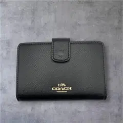 COACH キルティング ミディアム コーナー ジップ ウォレット ブラック