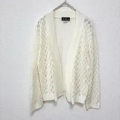 ★米国製 レース編み ボレロ カーディガン 白 M シアー 羽織り